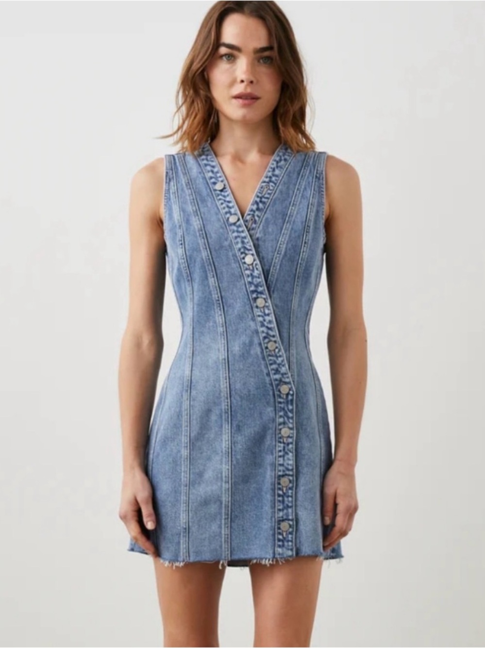 Rails Sleeveless V-Neck Denim Mini Dress - Light Blue
